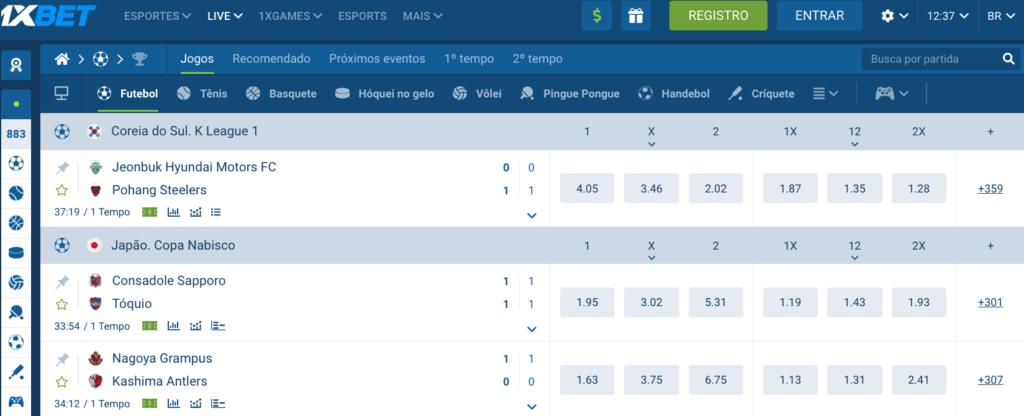 1xbet ao vivo apostar