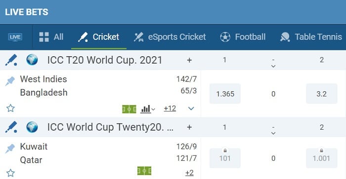 1xbet Cricket Odds