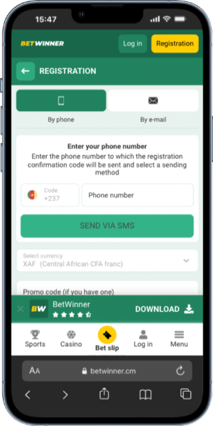 BetWinner mobile inscription