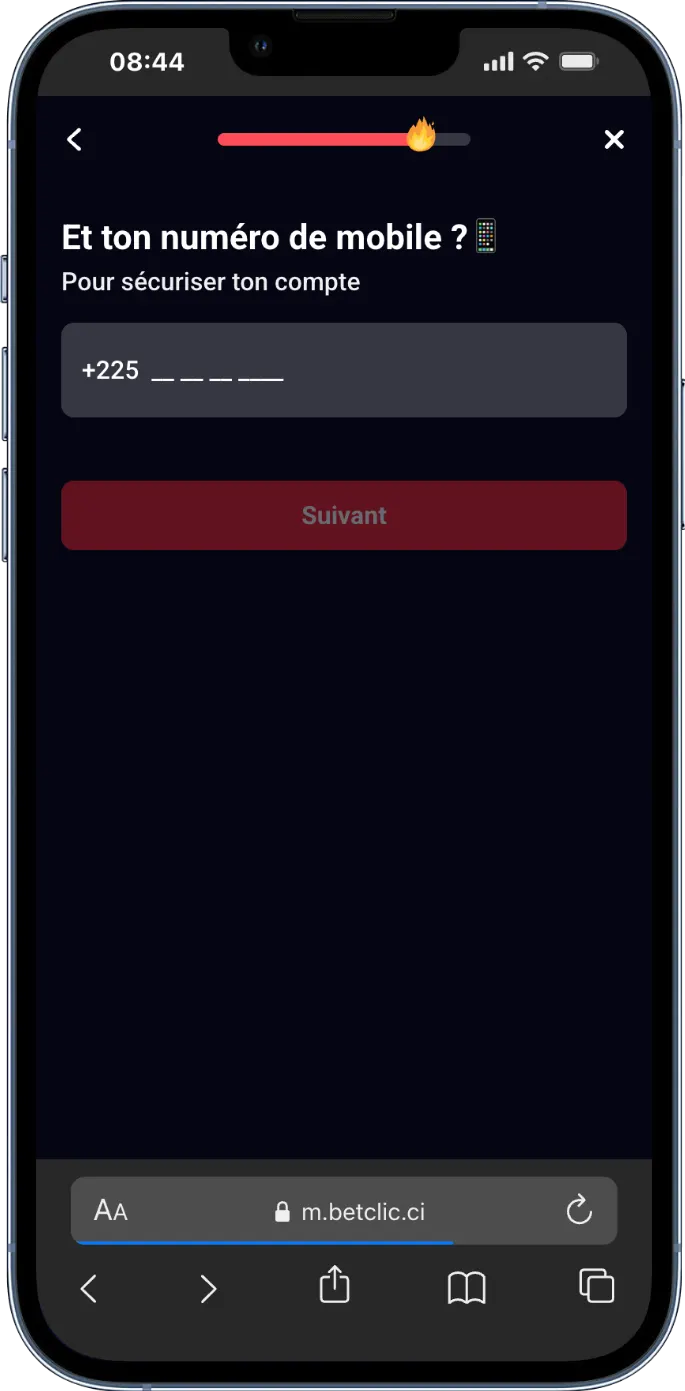 Inscription Betclic étape intermédiaire