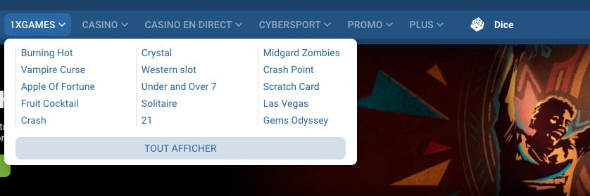 Ou se trouve Aviator, le jeu crash sur 1xBet